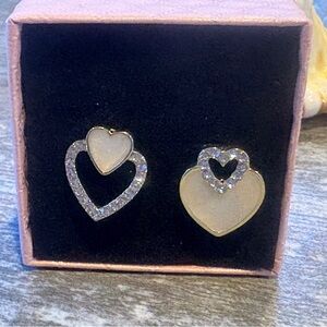 New, Gold and Silver asymmetrical Heart Earrings